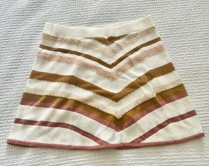 Free people tan mauve striped knit mini skirt thumbnail 1