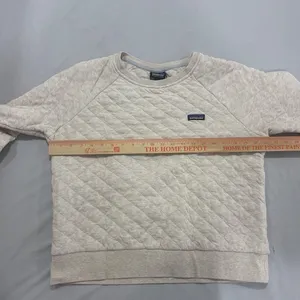 Patagonia Womens Organic Cotton Quilt Crewneck Sweatshirt Oatmeal Heather Large thumbnail 3