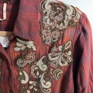 NWOT Free People Embroidered Plaid Tunic Shirt Boho Medium thumbnail 6
