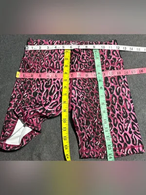 Reebok Womens Pink and Black Leopard Print Performance Bike Shorts Size S thumbnail 3