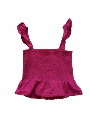 Roller Rabbit Dove Smocked Bodice Ruffle Cap Sleeve Square Neck Peplum Hem Top S thumbnail 6