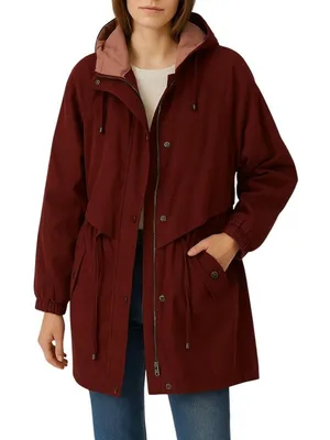 Braetan Maroon Purple Suede Hooded Trench Coat Jacket Small thumbnail 1
