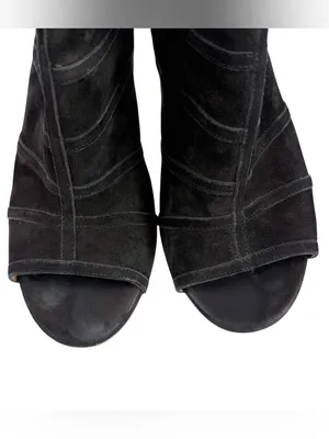 Aquazzura Oui Baby 105 Black Suede Lace Up Peep Toe Stiletto Bootie Size 39/US 9 thumbnail 11
