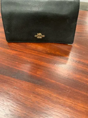 Authentic Coach wallet, pebble-grain leather, black with gold... thumbnail 2