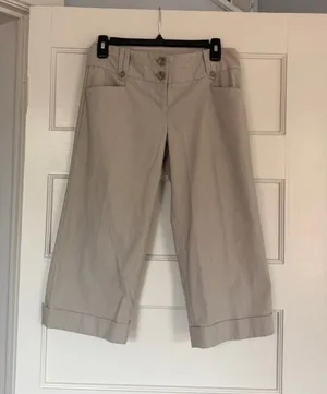 The Limited Beige Cropped Wide-Leg capris thumbnail 1