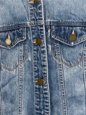 Market & Spruce Blue Denim Jacket With Black Painted Panel On Back Of Jacket Sm thumbnail 3