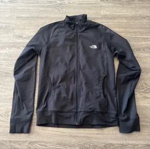 The North Face Full Zip Track Jacket Womens S/M Black Mock Neck Stretch Logo thumbnail 1