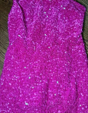 Loyeloy Bright Pink Sequin One-Shoulder Mini Dress thumbnail 3