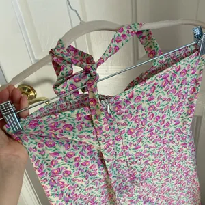 Floral halter neck dress. S Pink thumbnail 5