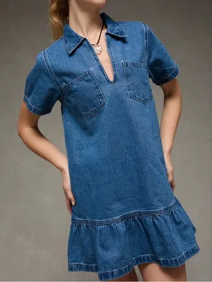 American Eagle Outfitters Denim Collar Mini Dress thumbnail 1