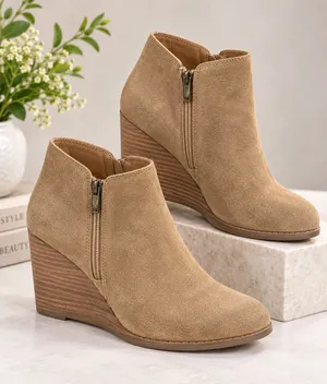 Lucky Brand Wedge Tan Bootie Size 9 M thumbnail 1
