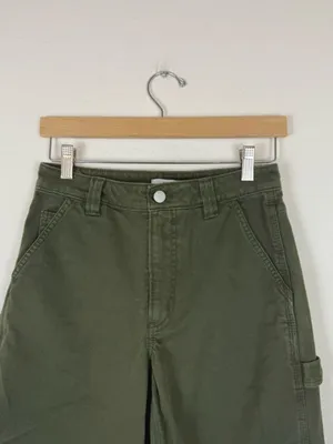 Aritzia TNA dark green wide leg baggy cargo pants thumbnail 2