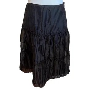 NWT WHBM White House Black Market Black Ruffle Tiered Skirt Bubble Hem 4 Party thumbnail 3