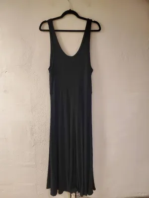 Marine Layer Lexi Rib Fit and Flare Midi Dress in Black XL thumbnail 3