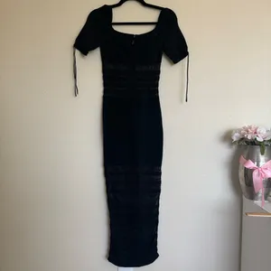 HOUSE OF CB 'Lilla' Black Openwork Knit Midi Dress‎ NWOT size S thumbnail 5