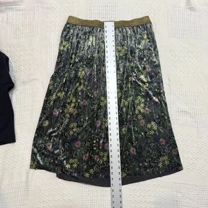 ModCloth XL floral velvet pleated midi swing skirt SK2 3642 thumbnail 4