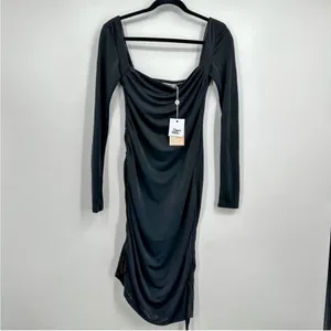 Tiger Mist Black Porto Long Sleeve Bodycon Ruched Mini Dress NEW SMALL thumbnail 2