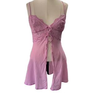 Victoria's Secret Lace Trim Camisole Nightgown Pink Silk Y2K Vintage XS thumbnail 13