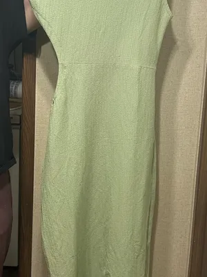 One-Shoulder Sage Green Ribbed Midi Dress thumbnail 2