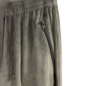 Skims Women's Gray Velour Wide-Leg High Rise Pull-On Pants Size‎ S thumbnail 4