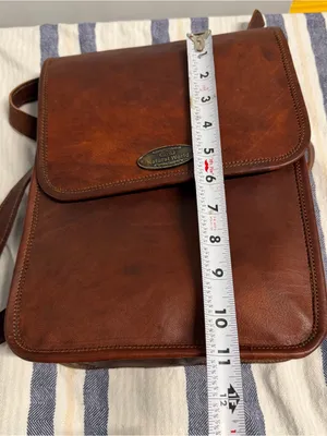 GVB Natural World Brown Genuine Leather Messenger Crossbody Satchel Bag Vintage thumbnail 13