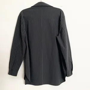 Alo Yoga Pinstripe Daylight Button Down Long Sleeve Black/Titanium M thumbnail 4