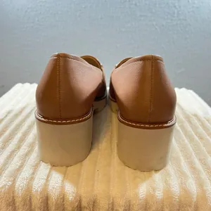 1133|NWOT Naturalizer Darry Leather Platform Chain Lug Sole Loafer Tan Women 12M thumbnail 4