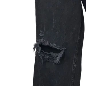 ZARA‎ Black Rigid Denim High Rise Ripped Distressed Wide Leg Full Length Jeans 4 thumbnail 5