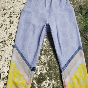 Alo Yoga Blue/Yellow Airbrush Tree Lace‎ Sky Leggings thumbnail 3