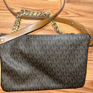 Michael Kors wristlet signature logo brown chain thumbnail 4