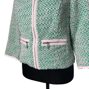 Cabi Woven Knit Full Zip Cardigan‎ Green Sweater Womens 4 Office Career Preppy thumbnail 6