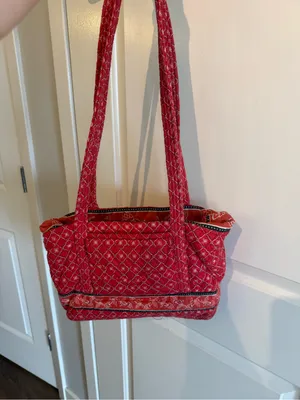Croft & Barrow Red Quilted Floral Tote Bag Shoulder Bag Y2K thumbnail 2