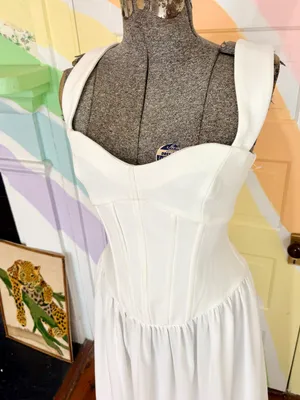 💥NWT Elliatt Emi Corset Drop-Waist Sheer Maxi Dress Soft White Sz M🧡 thumbnail 10