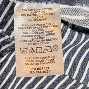 LOFT The Riviera Slim Pants Women 12P‎ Navy White Stripe Nautical Anchor Button thumbnail 8