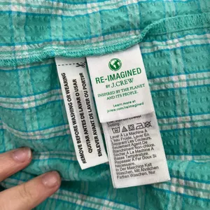 J.Crew Aqua Mint‎ Seersucker Ruffle Neck Mini Dress Preppy Sz 14 thumbnail 9