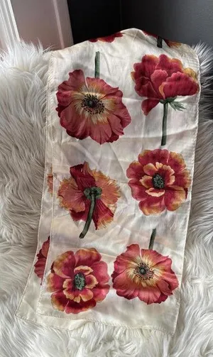 Floral Print 100% Silk Scarf from Casual Corner thumbnail 1