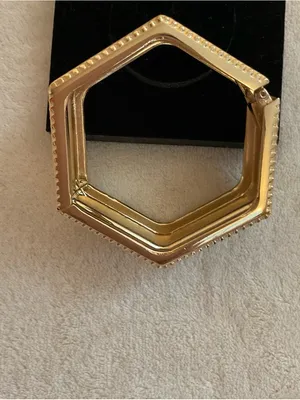 Gold and White Hexagonal Crystal-Trim Bracelet thumbnail 6
