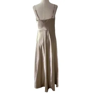 Birdy Grey Champagne Satin Slit Bridesmaid Formal Dress Women Size Medium | 65-2 thumbnail 2