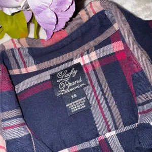 NEW Lucky Brand Navy Blue Plaid Button Up Shirt thumbnail 16
