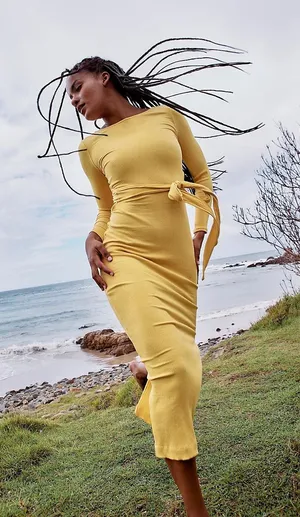 Free People Beach Last Minute Midi Knit Dress Yellow Size XS thumbnail 1