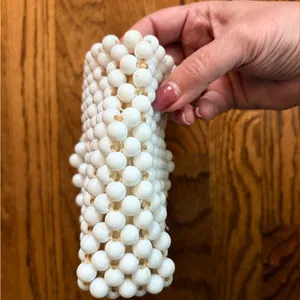 Vintage Carousel White Ivory Beaded Clutch Bridal Evening Bag British Hong Kong thumbnail 6