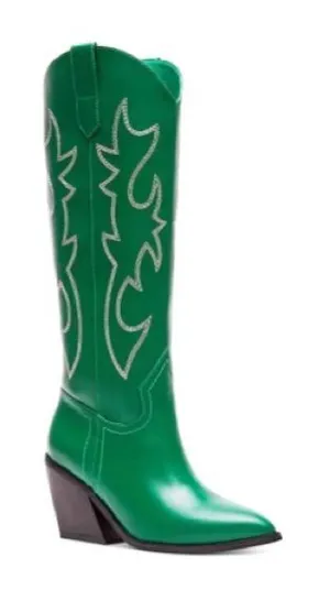 Madden Girl Arizona Knee High Cowboy Boots in Emerald Green, Size 5, NEW thumbnail 1