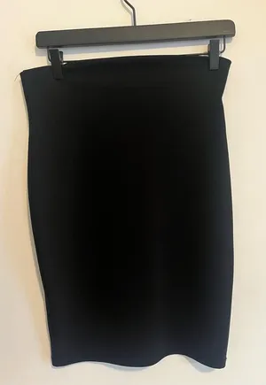 Black woven pencil skirt - knee length size medium thumbnail 1
