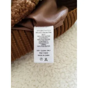 LUSH Women's Teddy Jacket Coat Color-block Brown Cream Pink Size S thumbnail 9