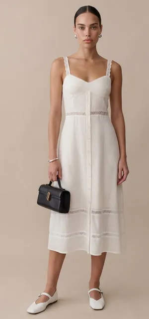 NWT Few Moda Katelina Dress size 4 white ivory cream o.p.t midi lace button up thumbnail 1