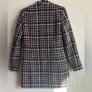 Calvin Klein Women’s Black, White, and Red Plaid Blazer Jacket Size 2 thumbnail 2