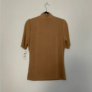 I.N.C. International Concepts Short Sleeve Cutout Mock Neck Top Light Camel thumbnail 6