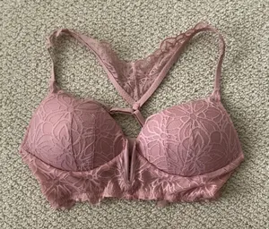 NEW Victoria’s Secret PINK Date Push-Up Lacy Notch Front Bralette Mauve 32C NWOT thumbnail 1