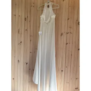 Lulus Radiant Adoration White Satin Lace Backless Halter Dress Elegant Medium thumbnail 6