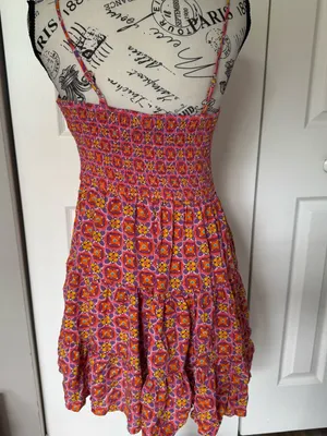 Aqua Pink Printed Bloomingdale’s Sun dress small thumbnail 3